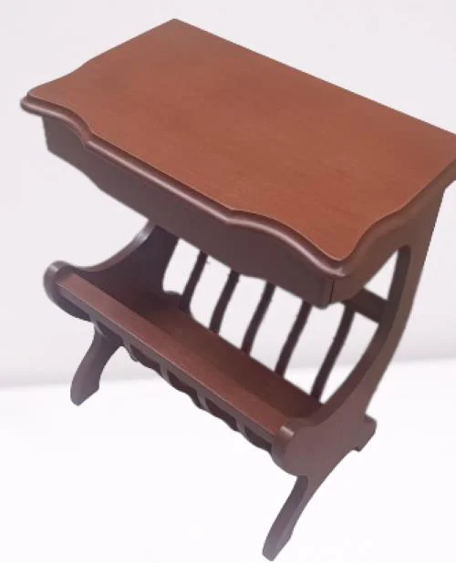 Gazete 12600 Sehpa Model Kayın MDF Torna tabla Parlak Ceviz Boya Tutmalık El Yapı