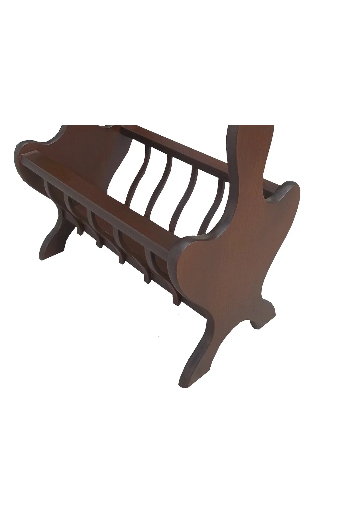 Gazete Sehpa 12621 Model Kayın MDF Torna tabla Parlak Ceviz Boya Tutmalık El Yapı Gazete Sehpa 12621 Model Kayın MDF Torna tabla Parlak Ceviz Boya Tutmalık El Yapı - Görsel 2