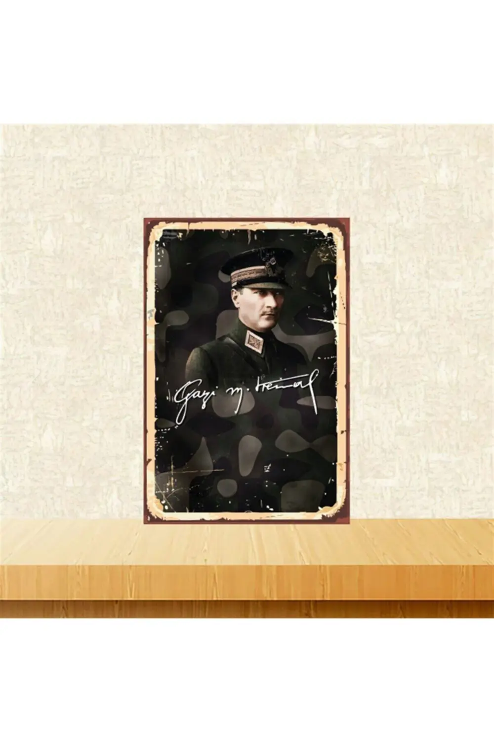 Gazi Mustafa Kemal Atatürk 20-30 Cm Retro Ahşap Tablo Tkfx4669