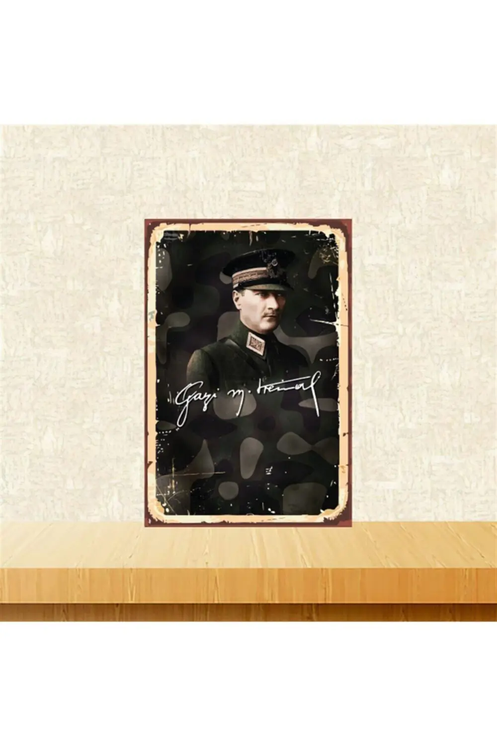 Gazi Mustafa Kemal Atatürk 20-30 Cm Retro Ahşap Tablo Tkfx4669