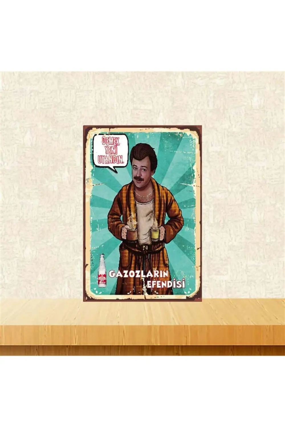 Gazozların Efendisi Nuri Alço 20-30 cm Retro Ahşap Poster
