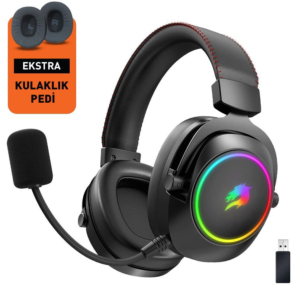 Gamebooster Gb-Wbh44  Rgb Wireless 2.4G+Bt Siyah Oyuncu Kulaklığı