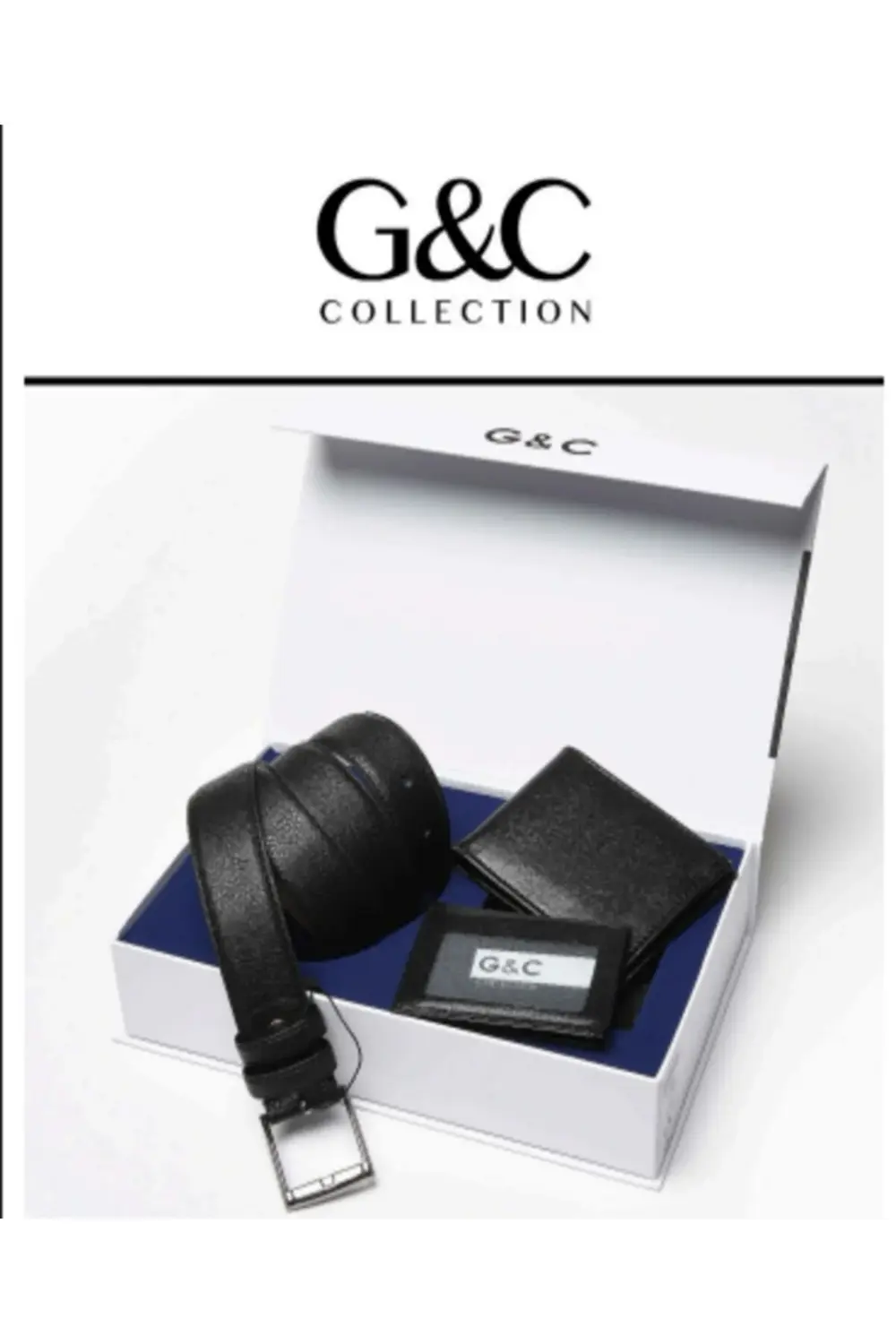 GC 515 Erkek Siyah Kemer Cüzdan Hediyelik ve Çeyiz Seti Üçlü