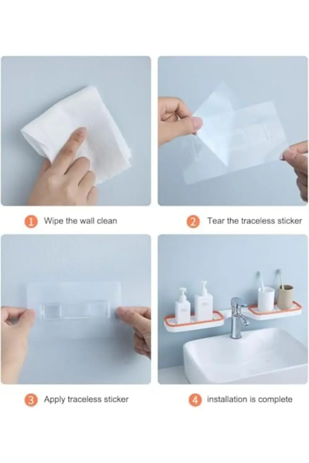 GÇAVM 180 Derece Ayarlanabilir Çift Taraflı Banyo Organizeri, Duş