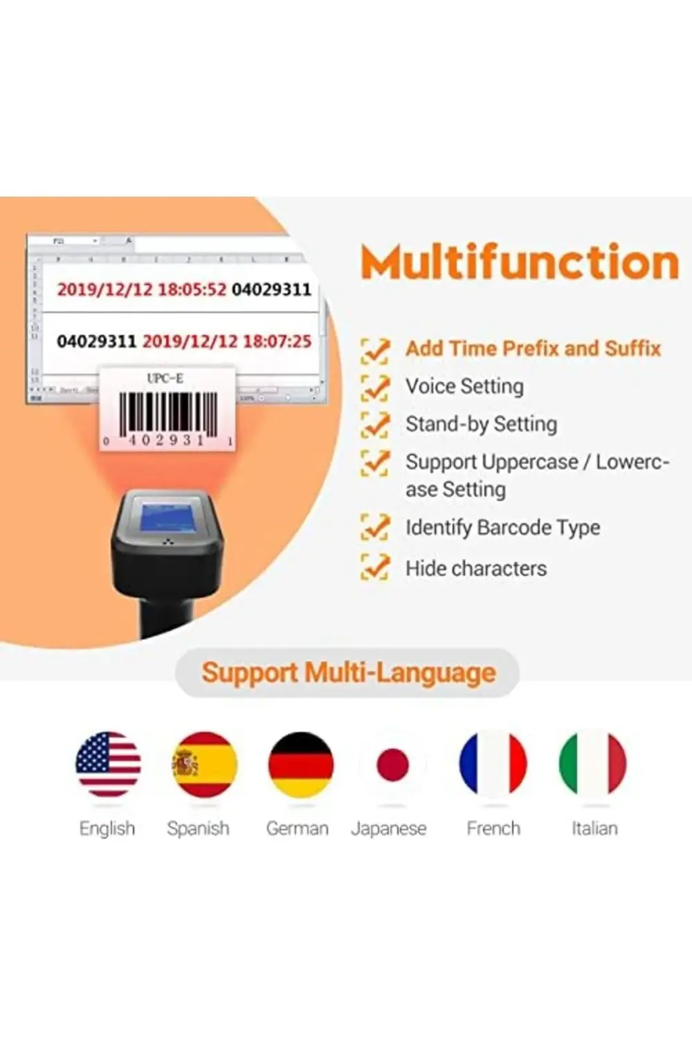 GÇAVM 2D barkod tarayıcı, kablosuz, Bluetooth QR kod tarayıcı, za