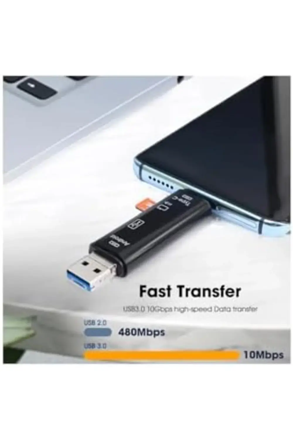 GÇAVM A-5068 Type-C To USB 3.0 Flash Otg Veri Aktarım Sd Tak Çalı