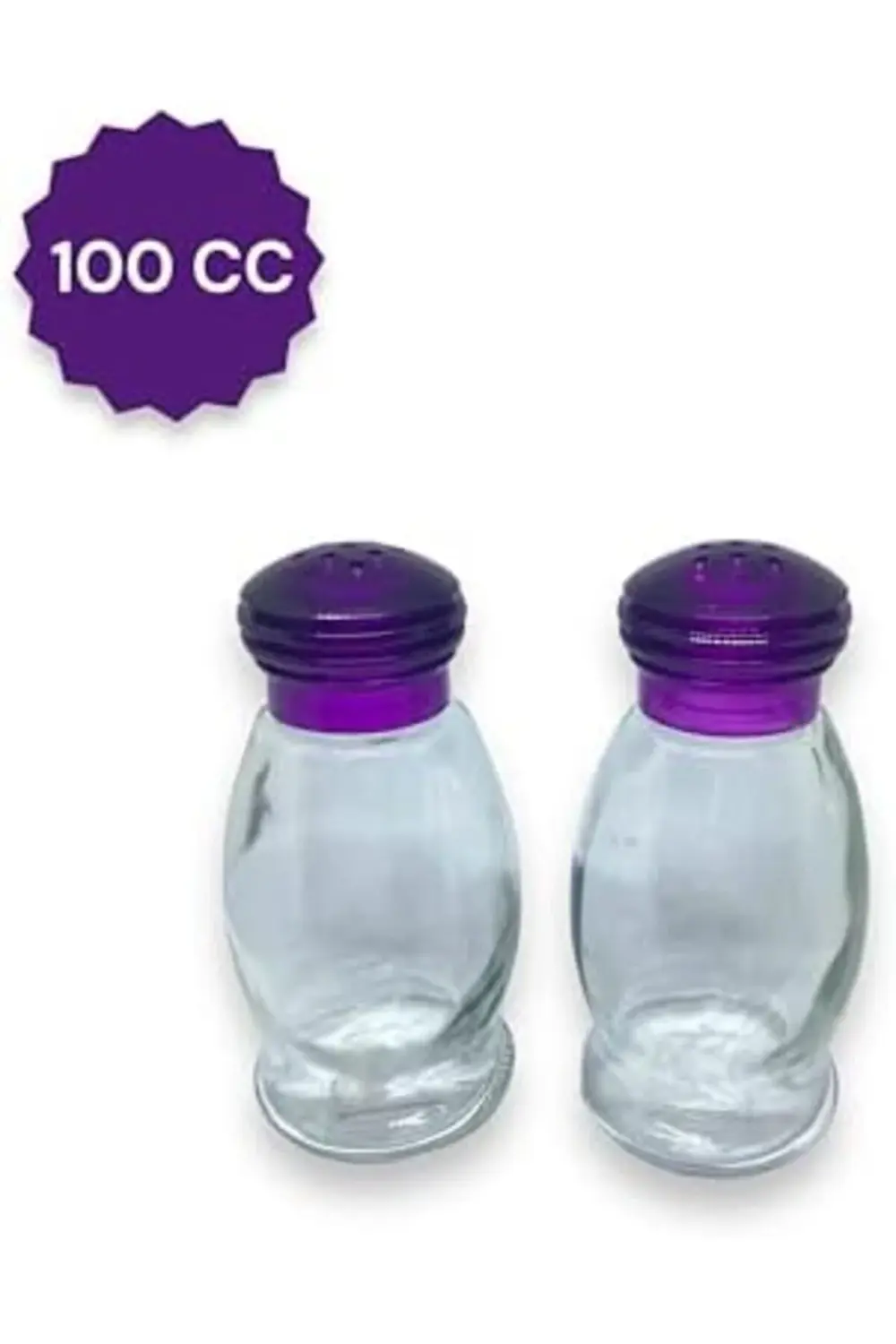 GÇAVM Cc 2 Adet Cam Tuzluk, Mor Sert Plastik Kapaklı Tuzluk/Mor K