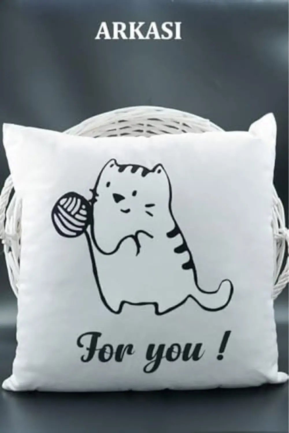 GÇAVM Harfli Kırlent Kılıfı Kadife 43X43 Cm Çift Taraflı I Harfi