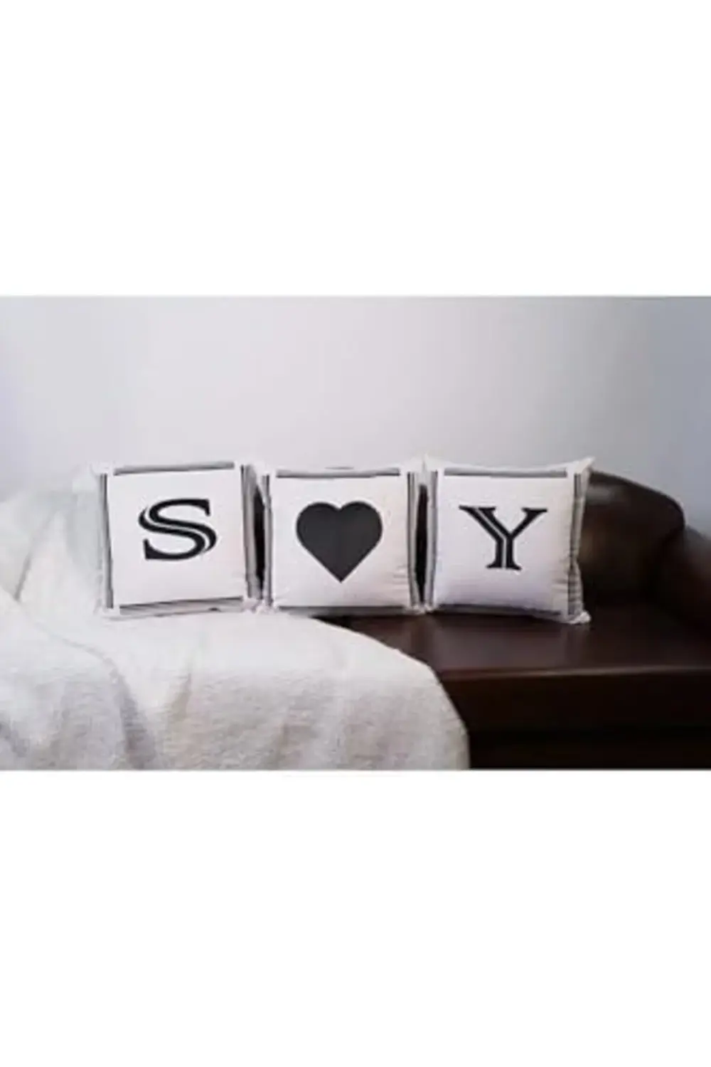 GÇAVM Harfli Kırlent Kılıfı Kadife 43X43 Cm Çift Taraflı I Harfi