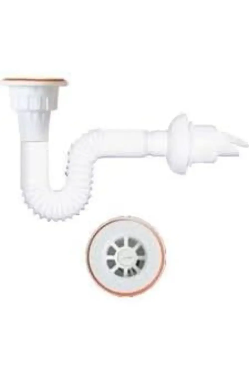 GÇAVM Körüklü Lavabo Sifonu Plastik Süzgeçli ÇEKVALFLİ ShopGÇ 117