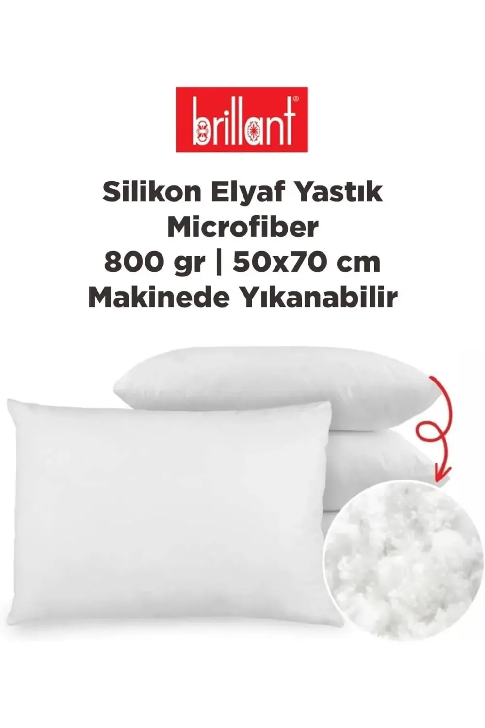 GÇAVM Microfiber Silikon Elyaf Yastık 800 gr | 50x70 | Makinede Y