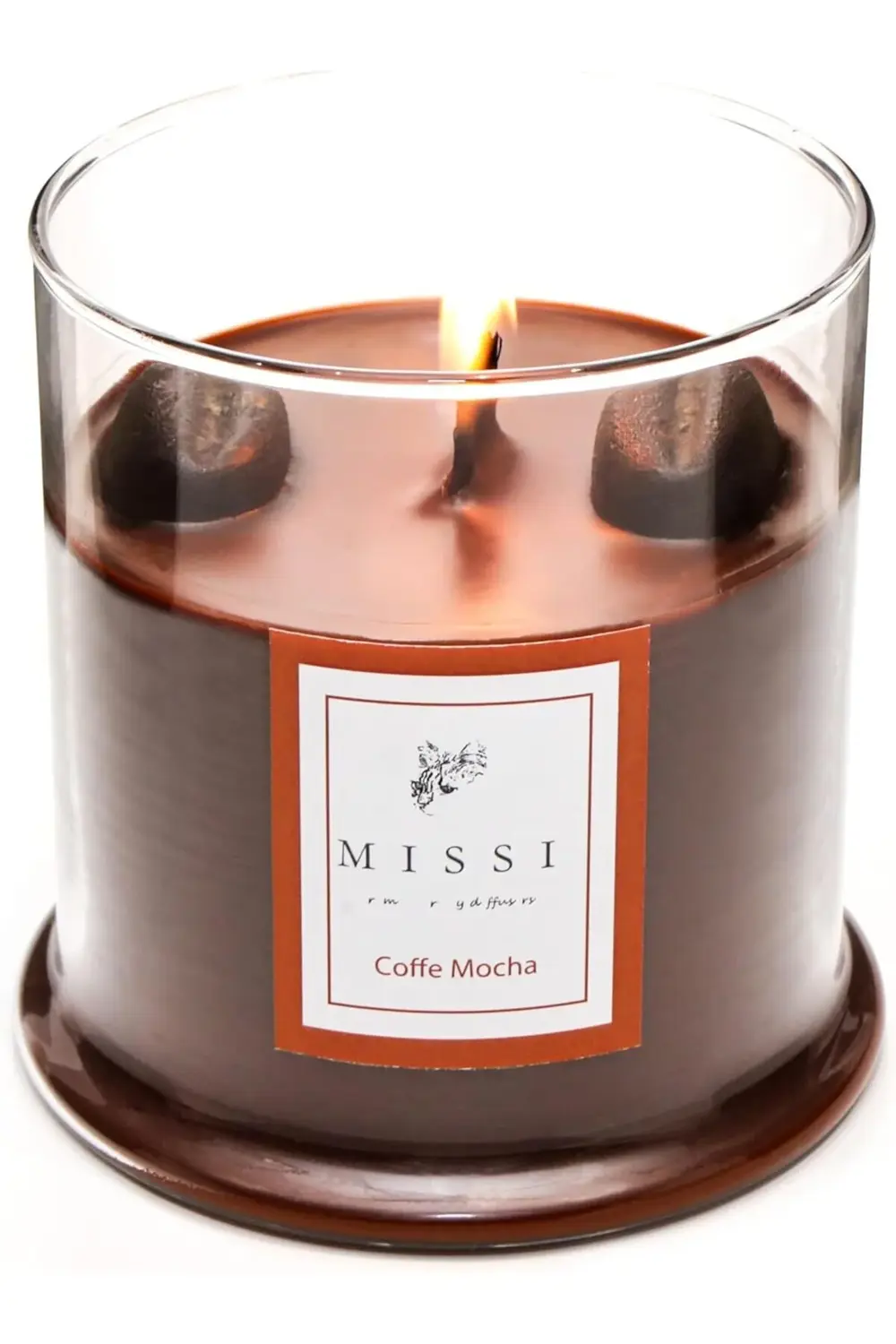 GÇAVM Üfleme Cam Ahşap Fitilli Coffe Mocha Vegan Mum(380 gr) Shop