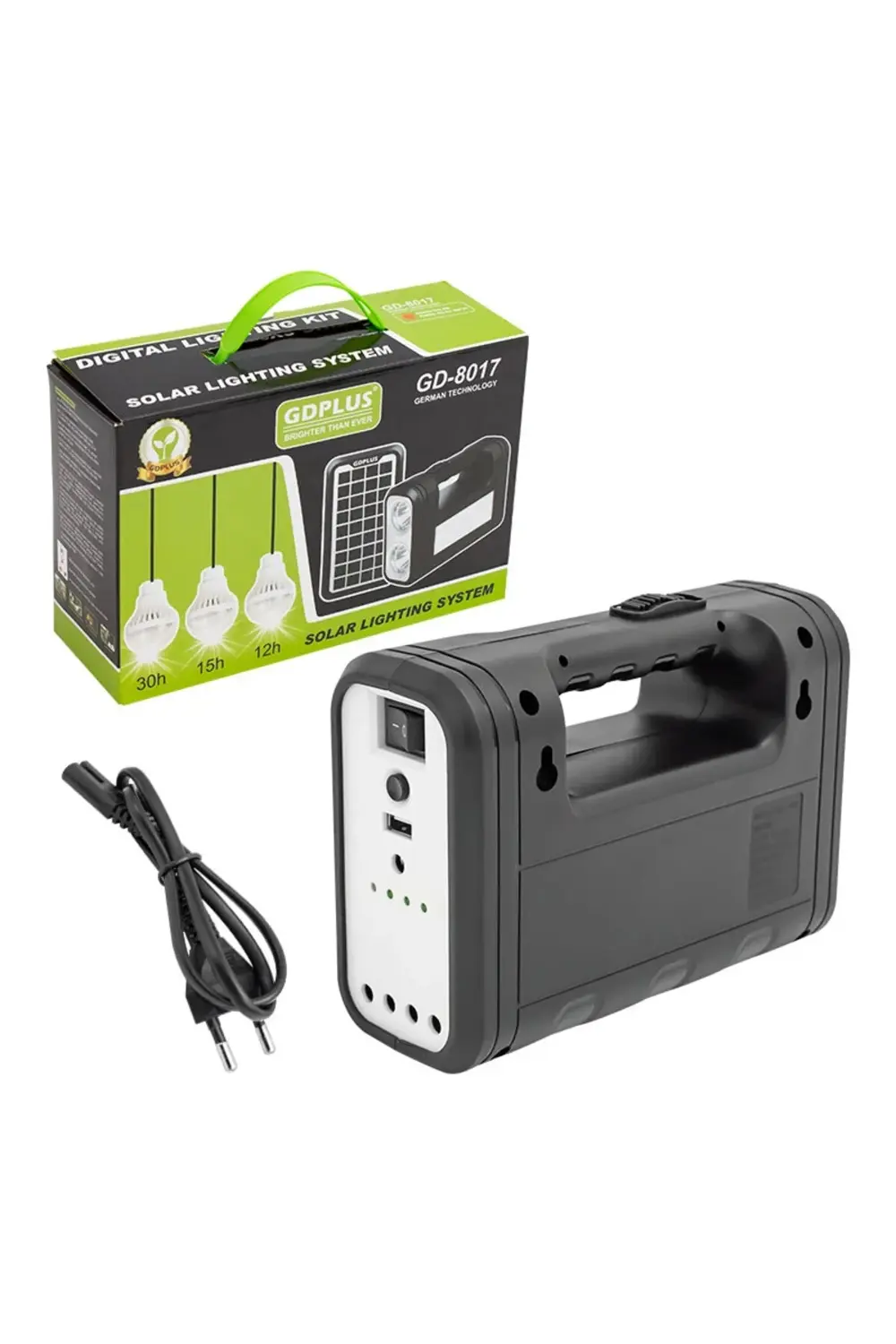 Gd-8017s Panelli Solar Lamba 3 Ampullü Set Akülü Solar Işıldak Fe