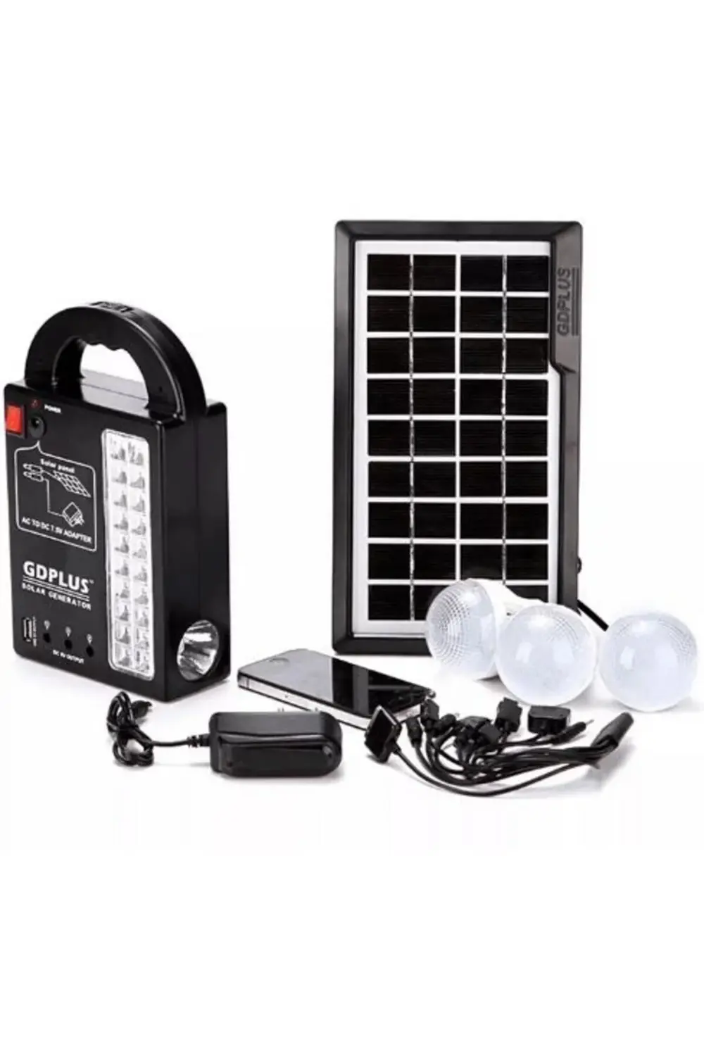 Gd-999 Güneş Ğpanelli 3 Lambalı Ppowerbank Özellikli Çok Amaçlı Ş