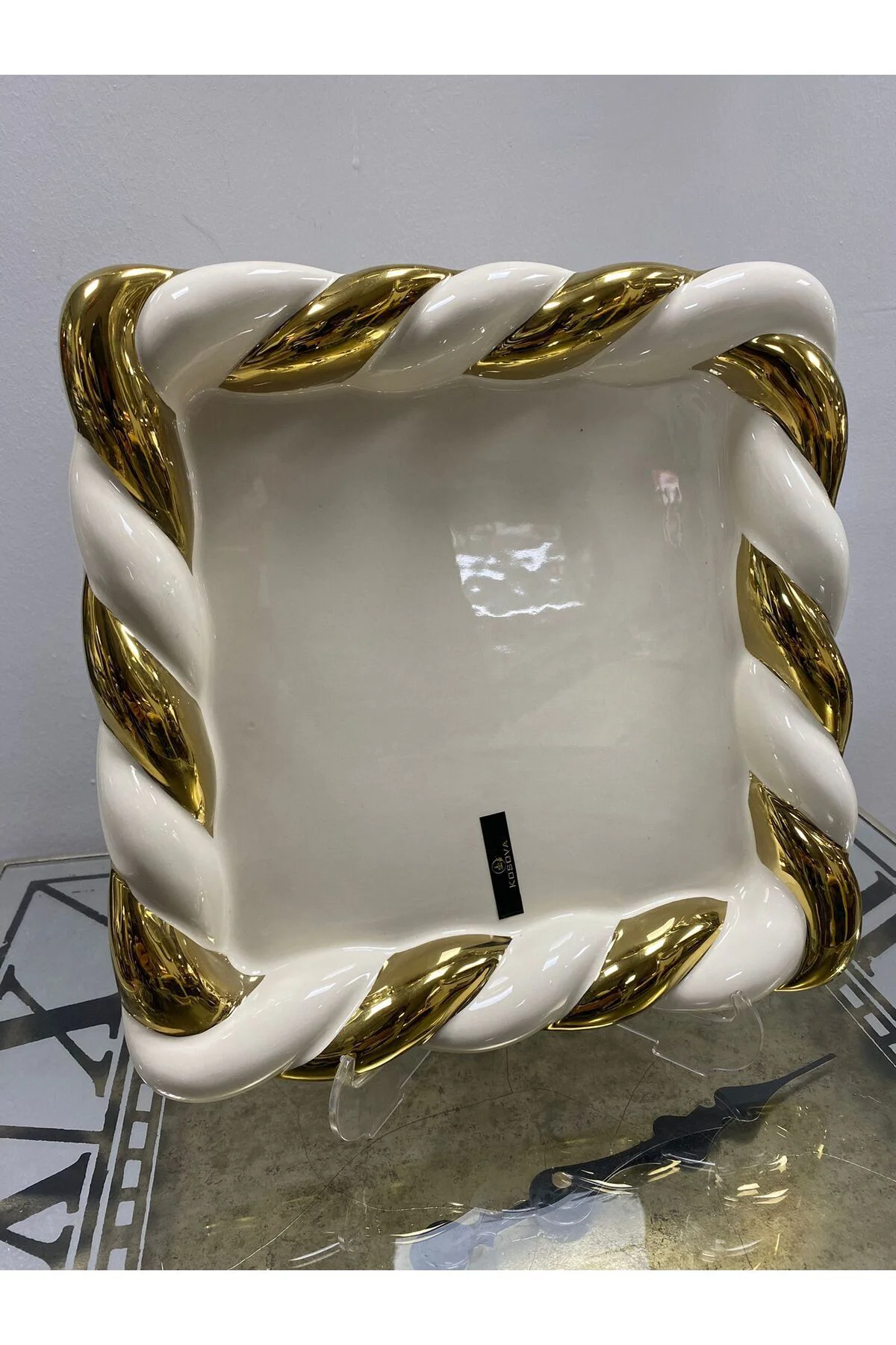 Gebo Gold Detaylı Kare Tabak 28*28*4
