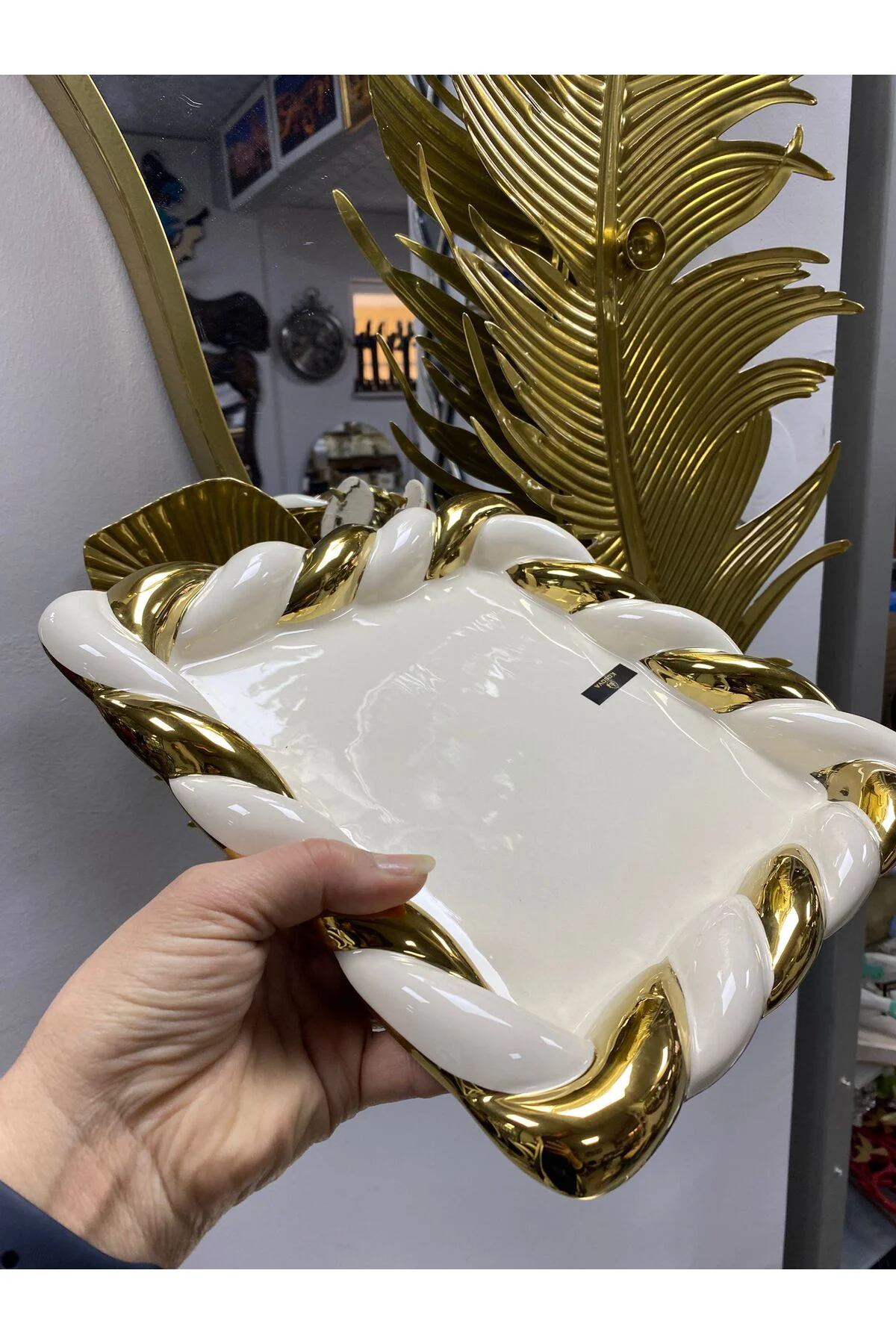 Gebo Gold Detaylı Kare Tabak 28*28*4