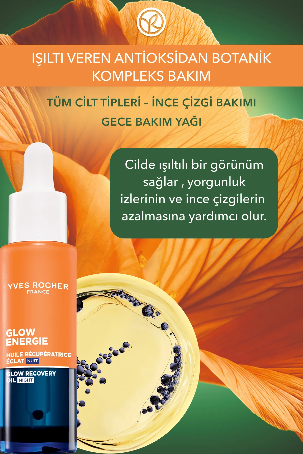 Gece Bakım Yağı -Melatonin Etkili-Işıltı Veren Antioksidan Botani