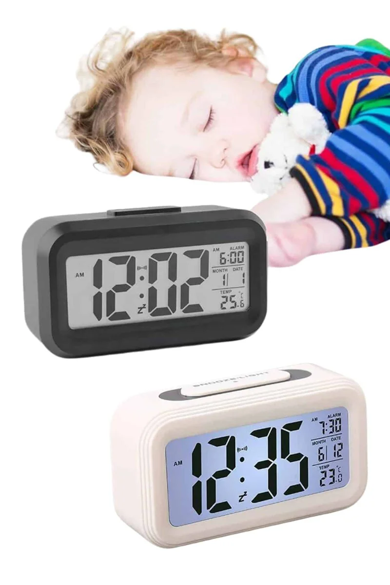 Gece Dijital Masa Saati Led Ekranlı Alarmlı Çalar Saat - Pil Güçlü ve Modern Tasarım