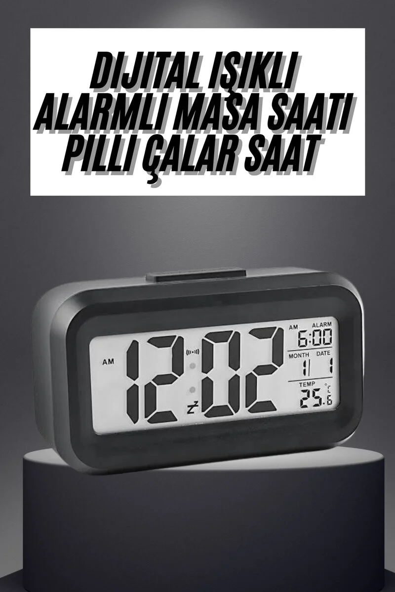 Gece Dijital Masa Saati Led Ekranlı Alarmlı Çalar Saat - Pil Güçlü ve Modern Tasarım