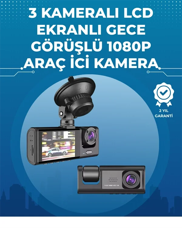 Gece Görüşlü 3'lü Araç Kamerası – Geri Görüş Destekli, 170° Geniş Açı Fiyatı, Yorumları ve Özellikleri