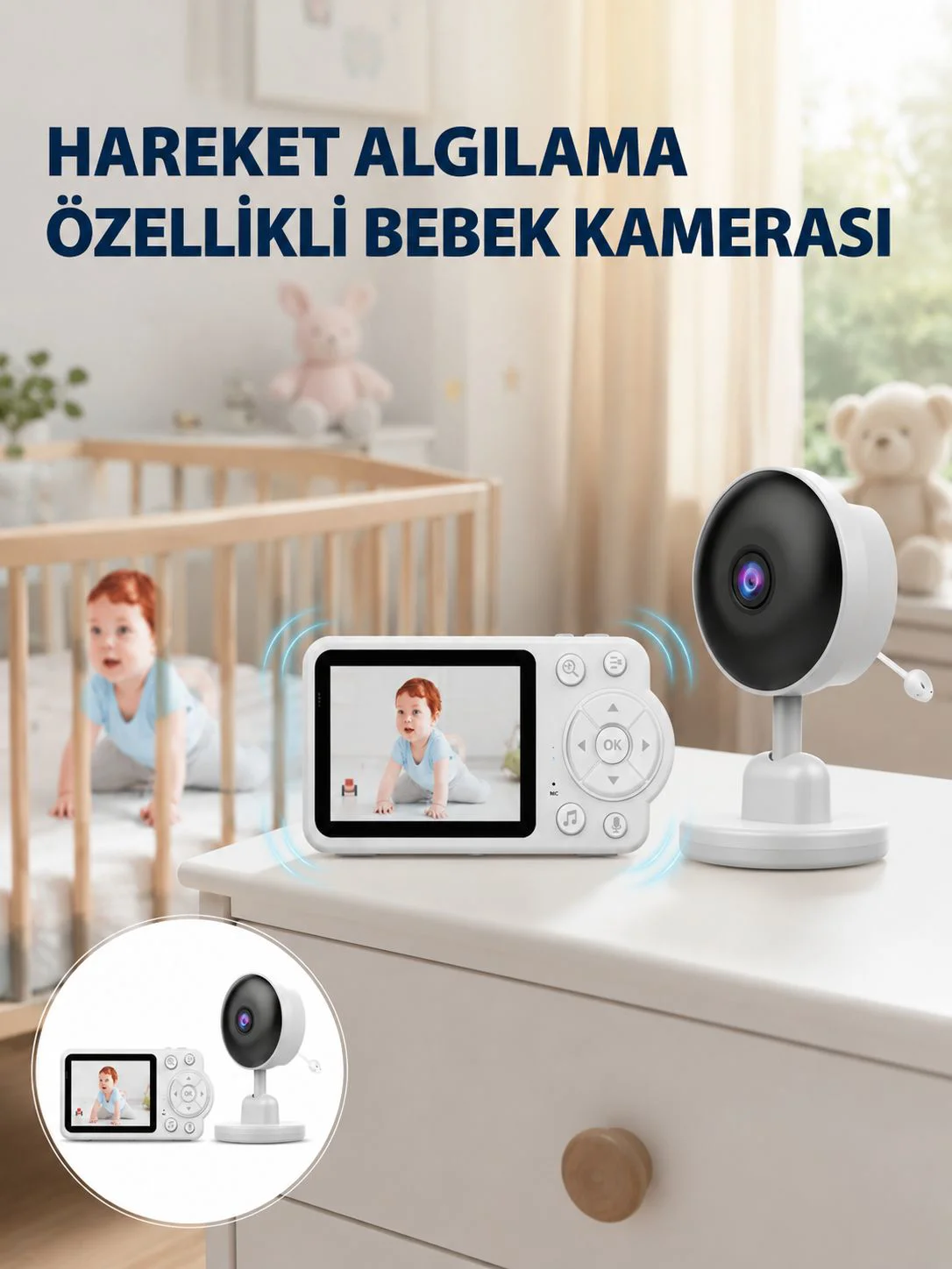 Gece Görüşlü Bebek Kamerası Ninni ve Alarm Özellikli Yeni Nesil