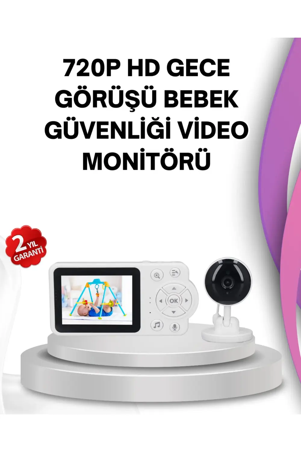 Gece Görüşlü Bebek Kamerası Ninni ve Alarm Özellikli