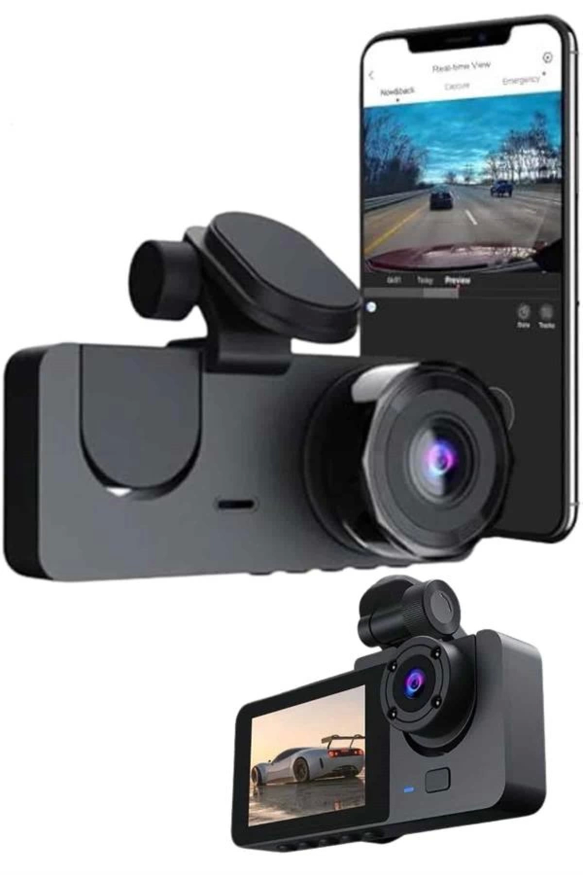 Rby Gece Görüşlü Dvr 3 Lensli Araç İçi Sürüş Kamerasi Video Kaydedici