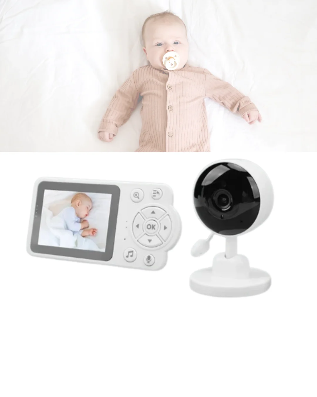 Gece Görüşlü Kablosuz Bebek Monitörü Ağlama ve Hareket Algılama