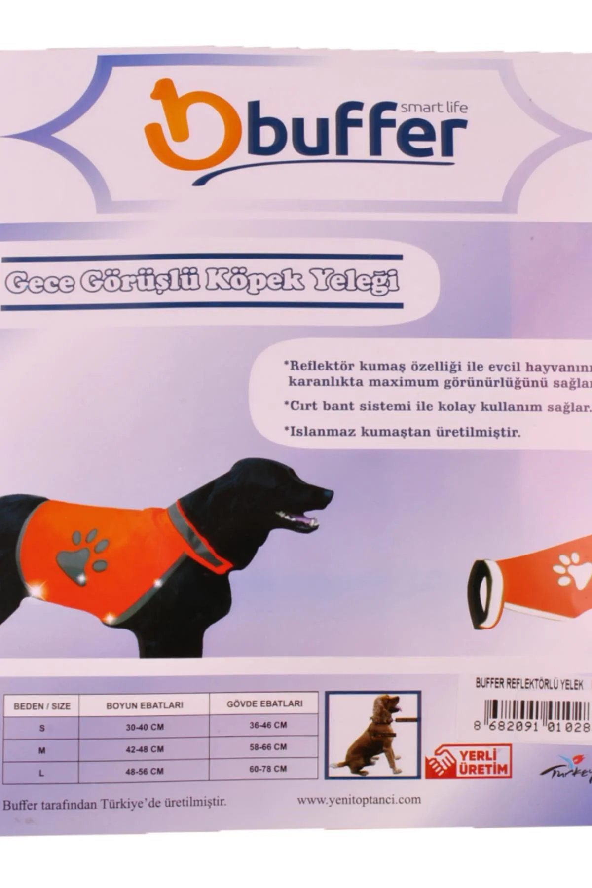Gece Görüşlü Reflektör Kumaşlı Cırt Cırtlı Köpek Yeleği Medium