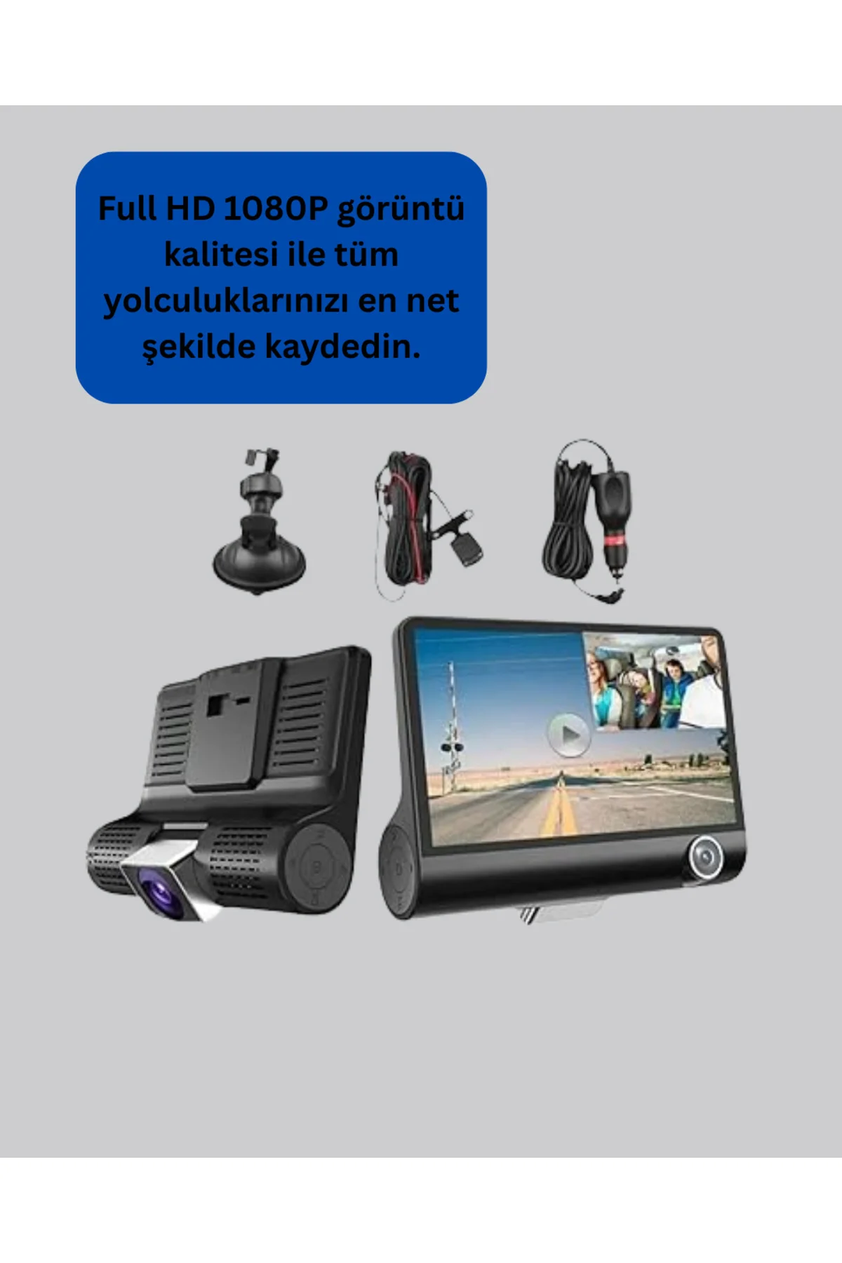 Gece Görüşü Destekli, 1080P Full HD Çözünürlüklü Araç İçi Kamera