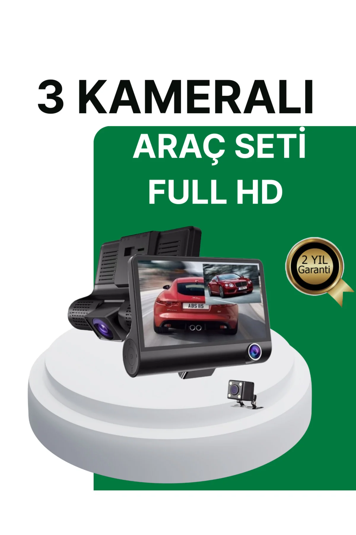 Gece Görüşü Destekli 1080P Full HD Çözünürlüklü Araç İçi Kamera -