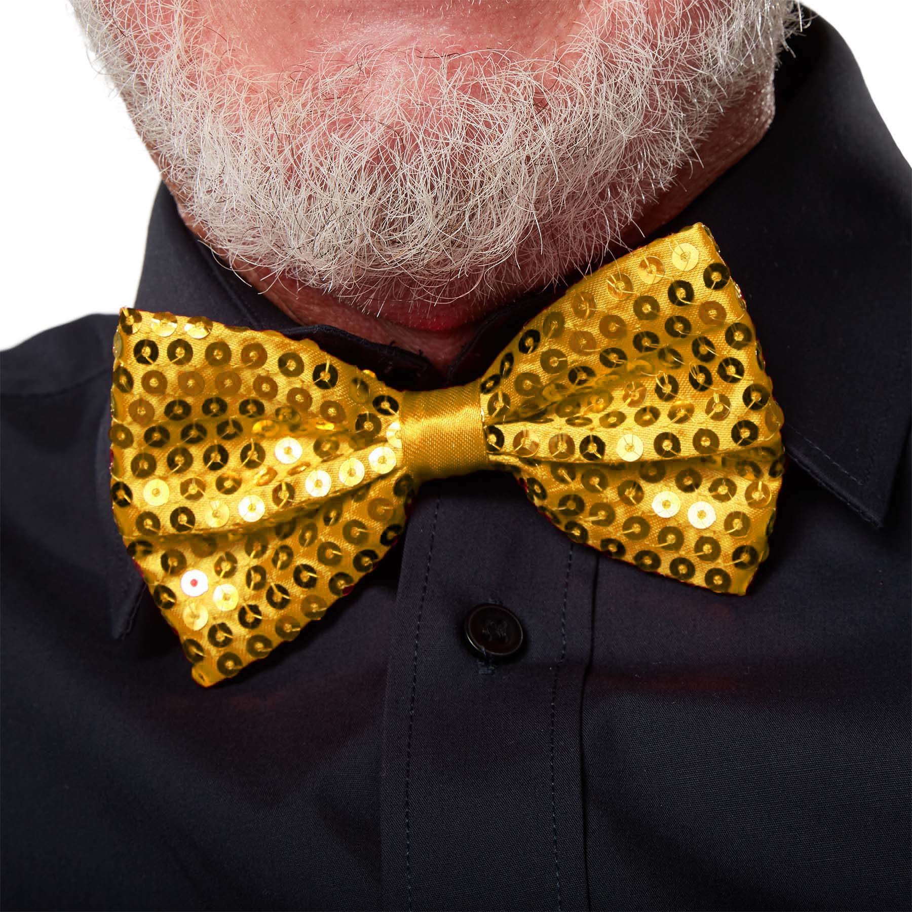 Gece Işıltısı Altın Payetli Pullu Papyon 7x2 cm