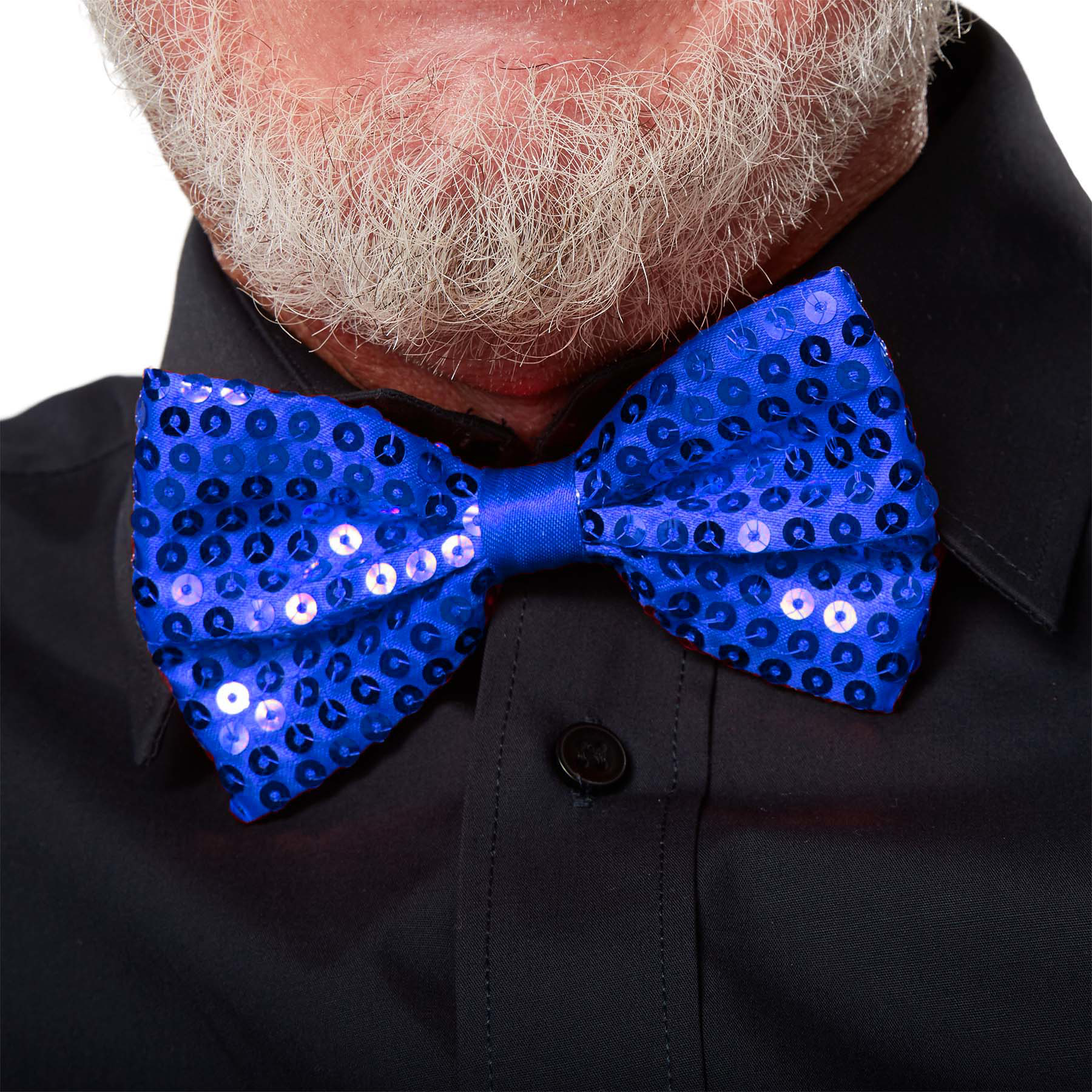 Gece Işıltısı Mavi Payetli Pullu Papyon 7x2 cm