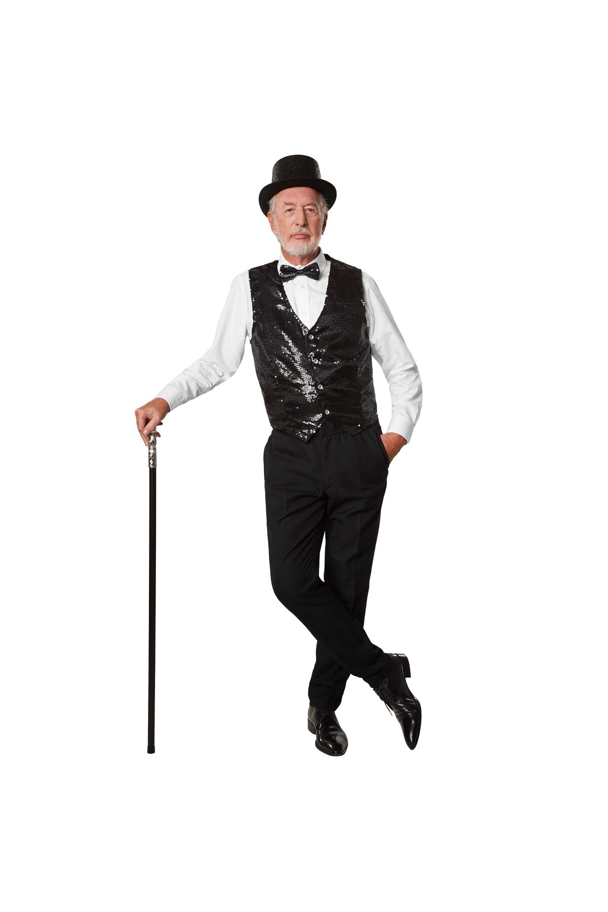 Ok Aksesuar Gece İşıltısı Siyah Payetli Pullu Papyon 7X2 Cm (5060)