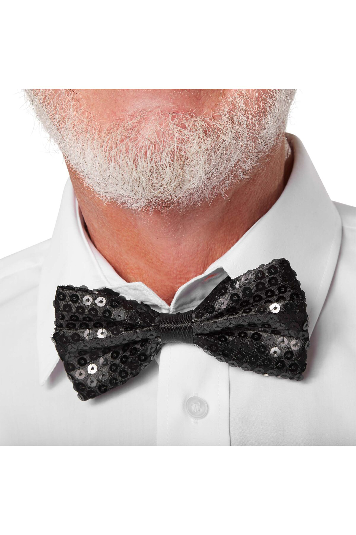 Ok Aksesuar Gece İşıltısı Siyah Payetli Pullu Papyon 7X2 Cm (5060)