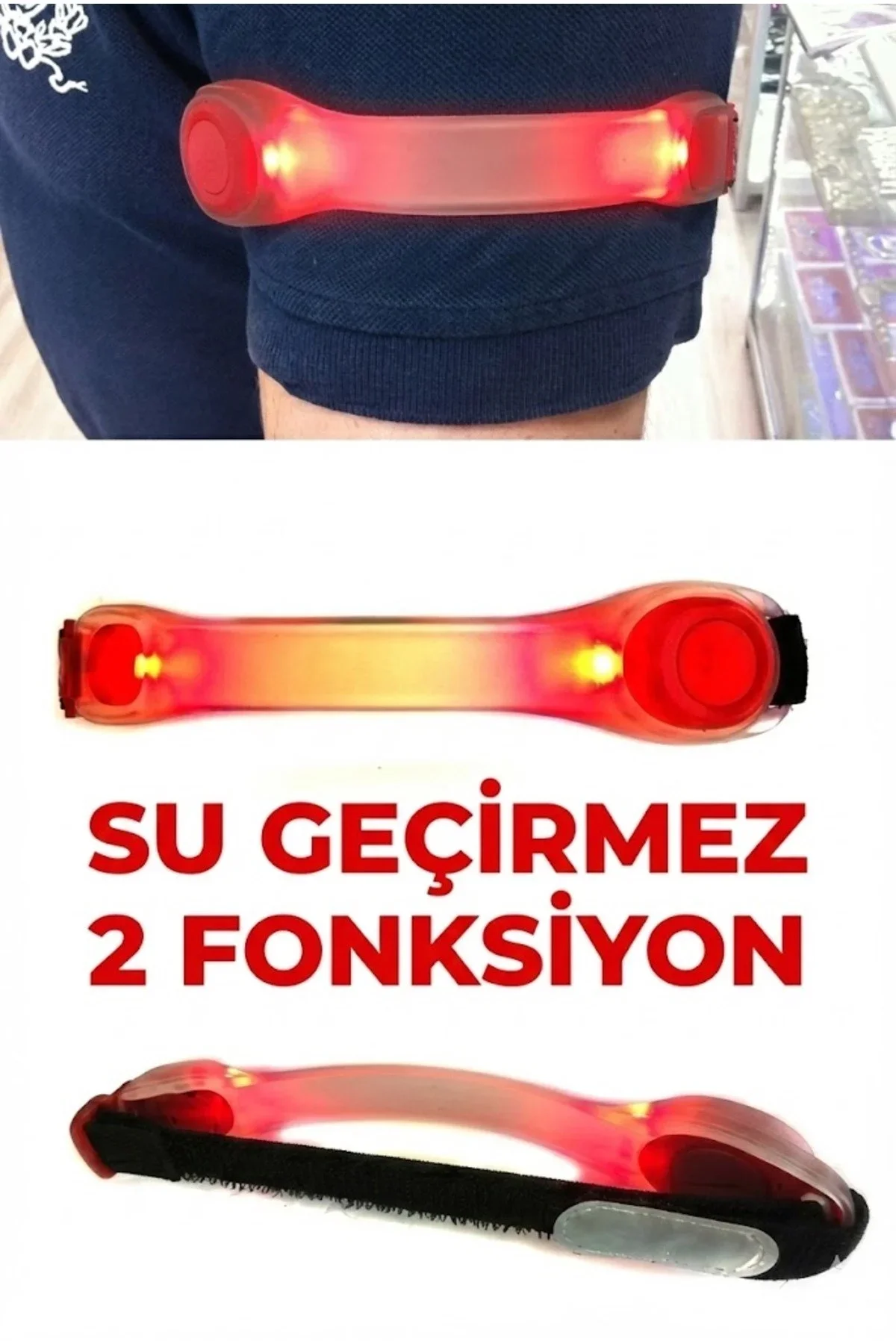 Gece Koşu Bilekliği: Su Geçirmez, 2 Fonksiyonlu, Işıklı Güvenlik Bandı Gece Koşu Bilekliği: Su Geçirmez, 2 Fonksiyonlu, Işıklı Güvenlik Bandı
