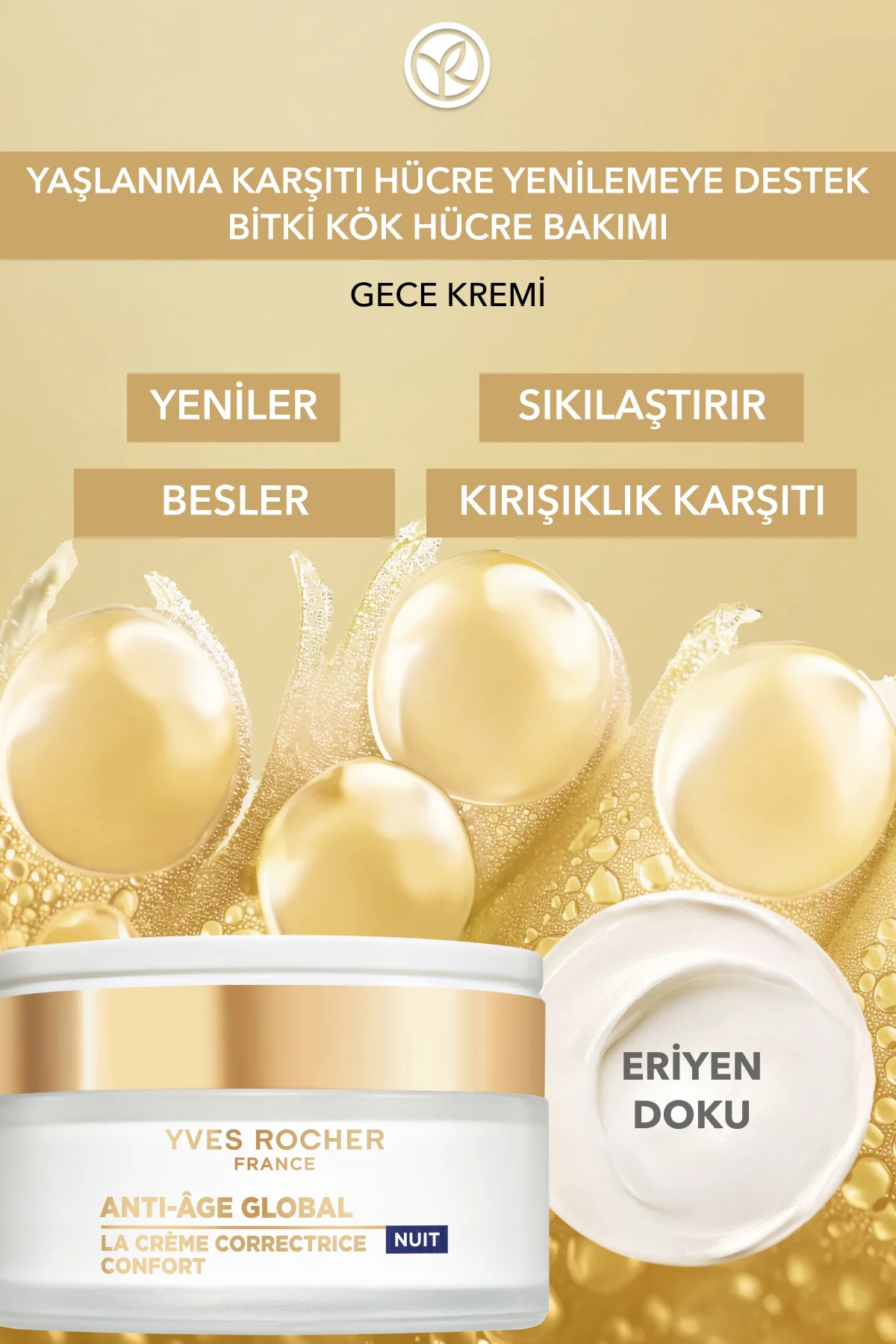 Gece Kremi-Shea&E Vitamini- Yaşlanma Karşıtı Bitki Kök Hücre Bakı