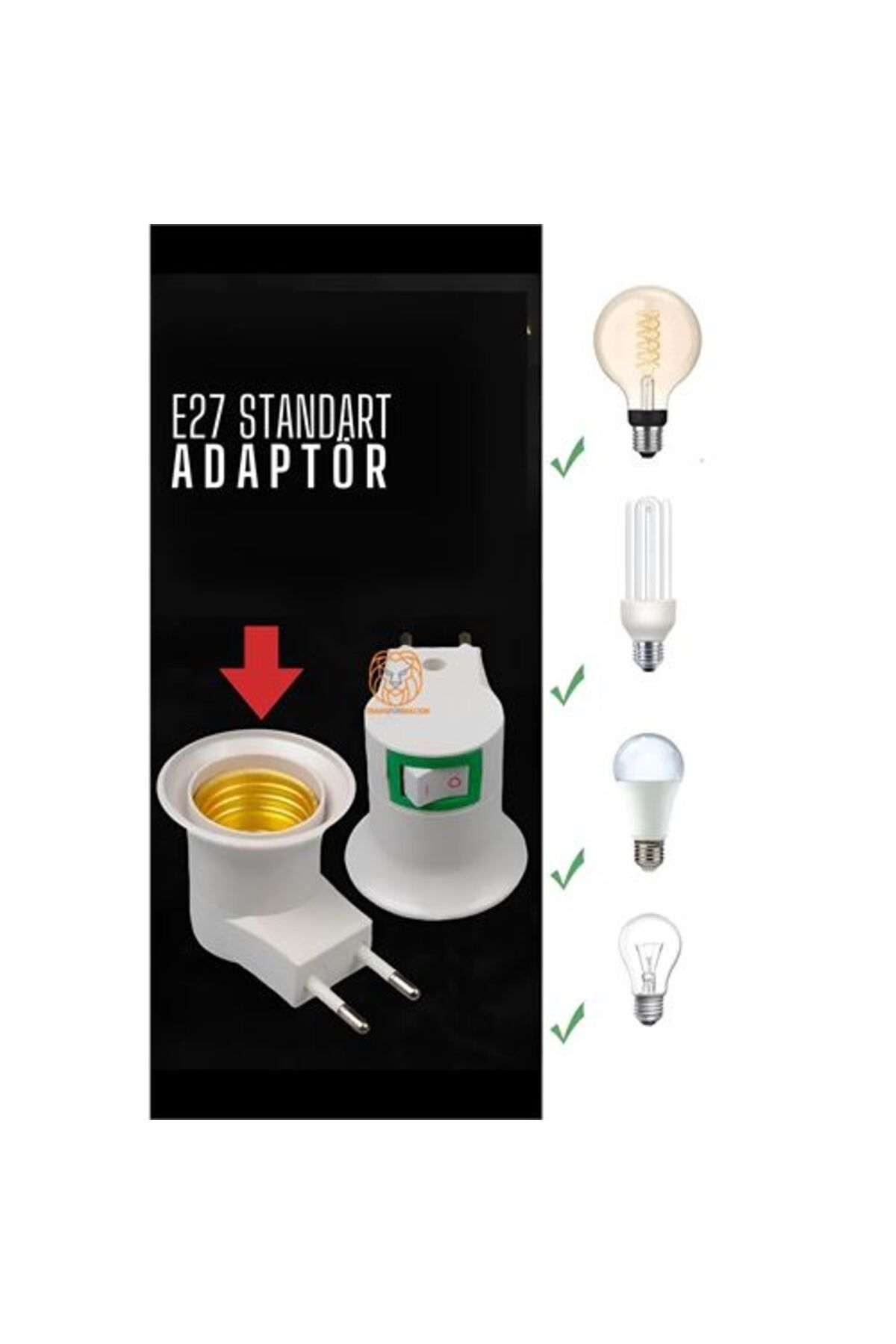 Modacar Gece Lamba Ampül Adaptörü Aç/Kapa Anahtarli E27 Standart Ampul Duyu