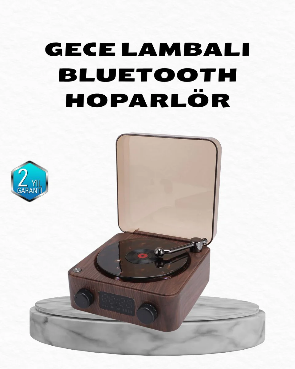 Gece Lambası Bluetooth Hoparlör Dijital Saat Çok Fonksiyonlu Su Dalgası Işıklı