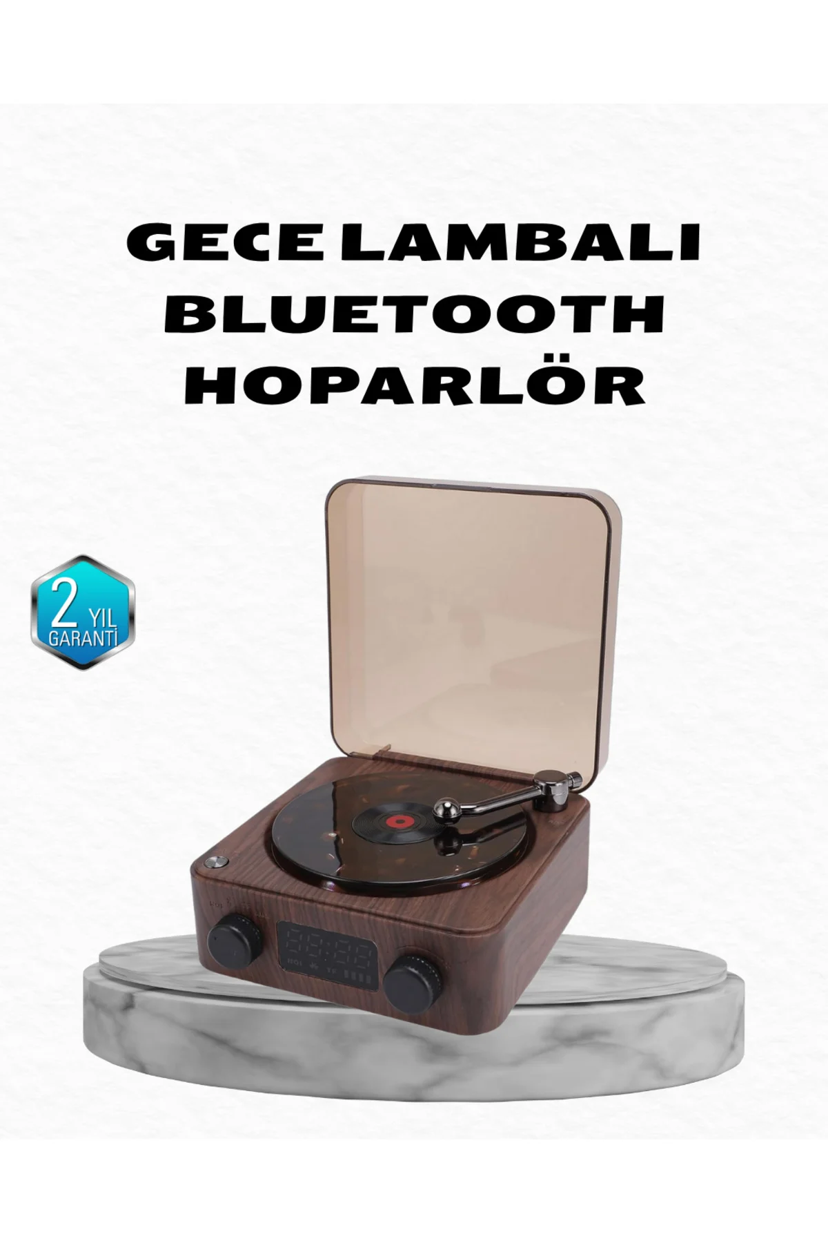 Gece Lambası Bluetooth Hoparlör Dijital Saat Çok Fonksiyonlu Su Dalgası Işıklı