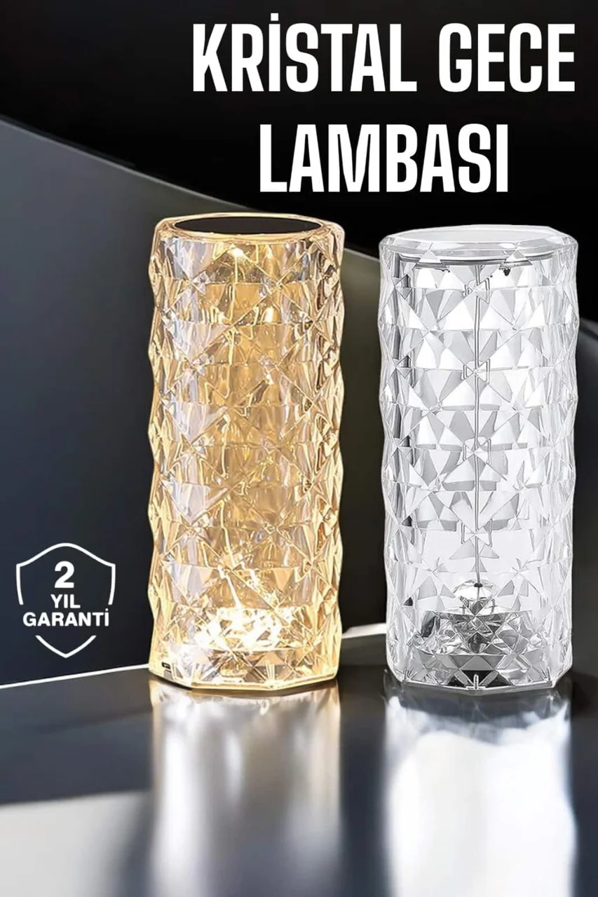 Gece Lambası Kristal Lamba Dokunmatik Şarjlı Hediyelik - Lisinya Diğer