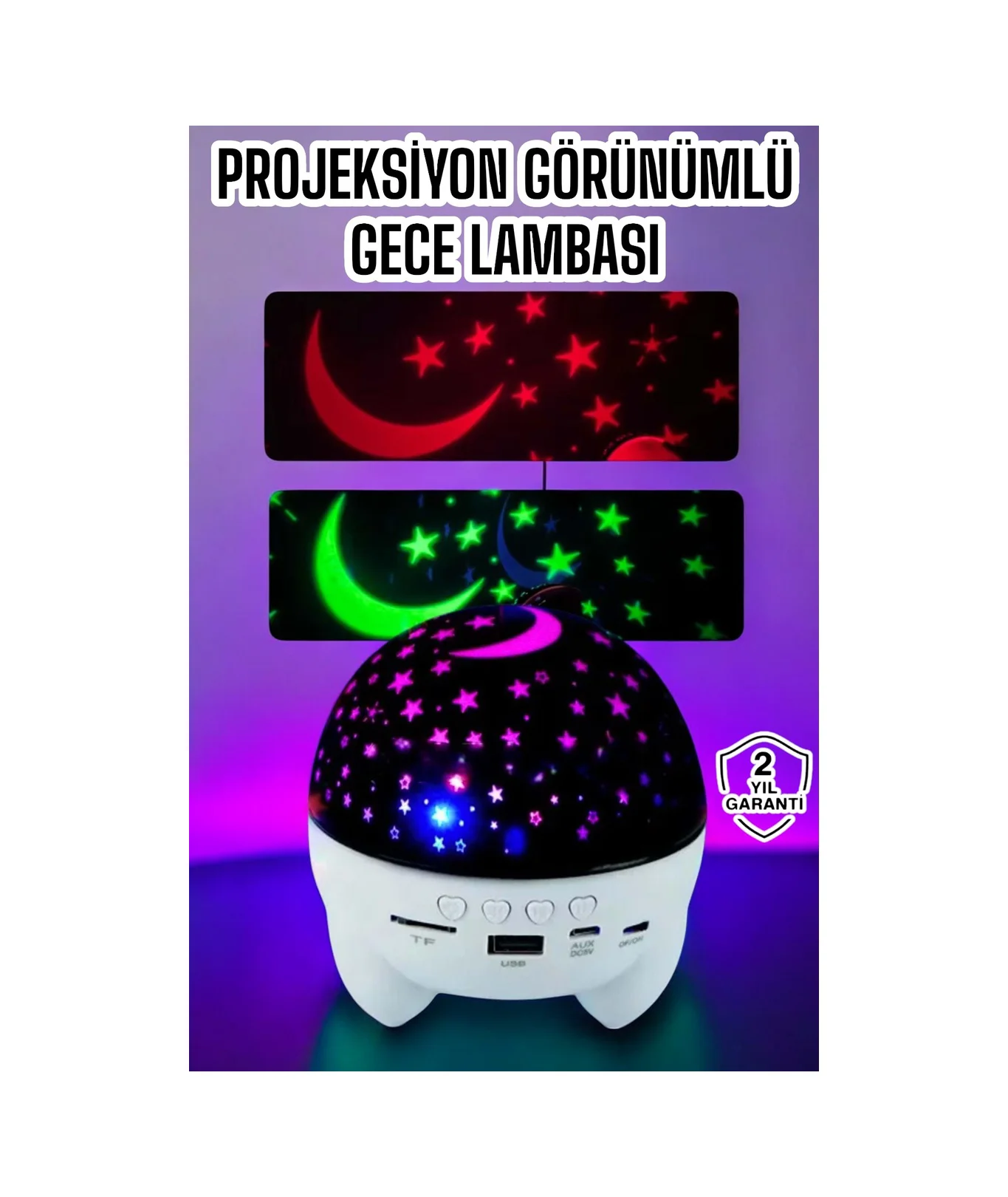 Gece Lambası Renkli Yıldızlı Gökyüzü Projeksiyon Gece Tavan Yansı