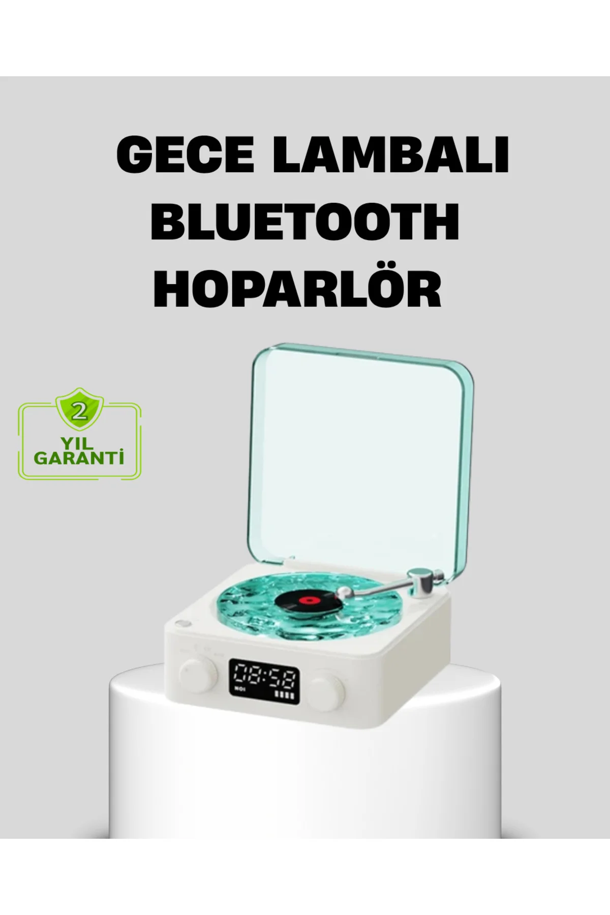 Gece Lambası Stereo Bluetooth Hoparlör Dijital Saatli Tasarım Çok Fonksiyonlu