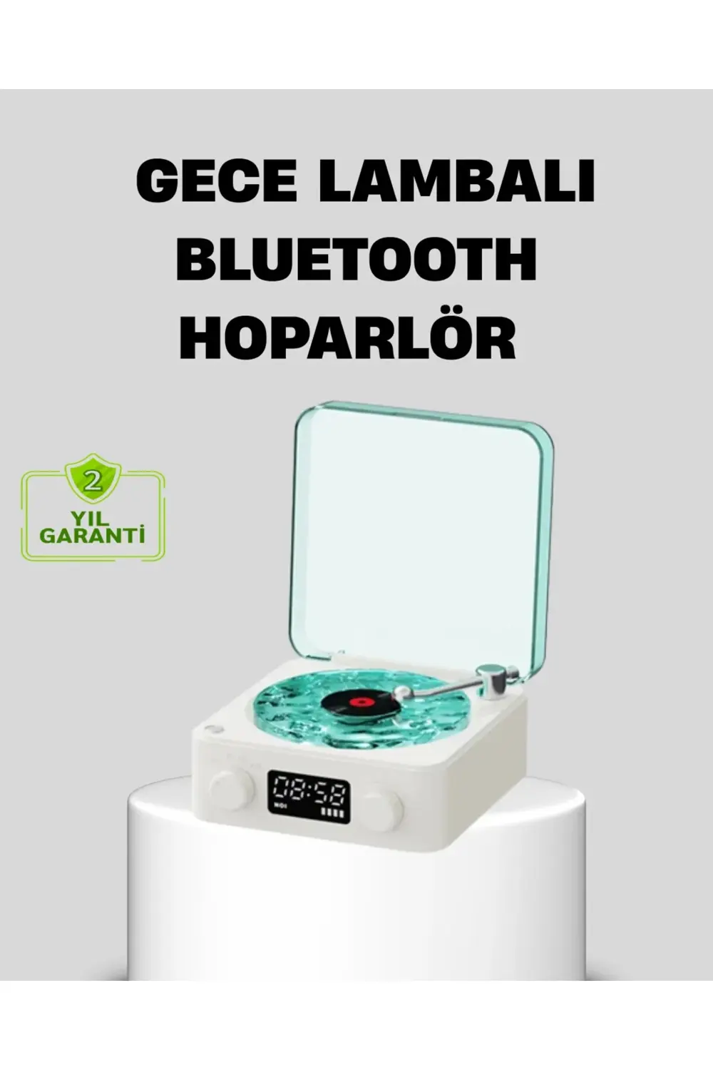 Gece Lambası Stereo Bluetooth Hoparlör Dijital Saatli Vintage Tas