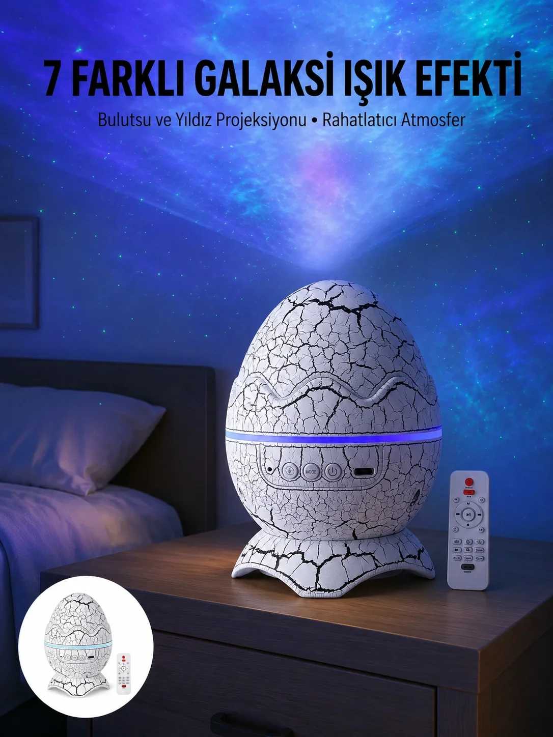 Gece Lambası Yumurta Işık Speaker Yeni Nesil Dinozor Yumurtası Görünümlü Fiyatı, Yorumları ve Özellikleri