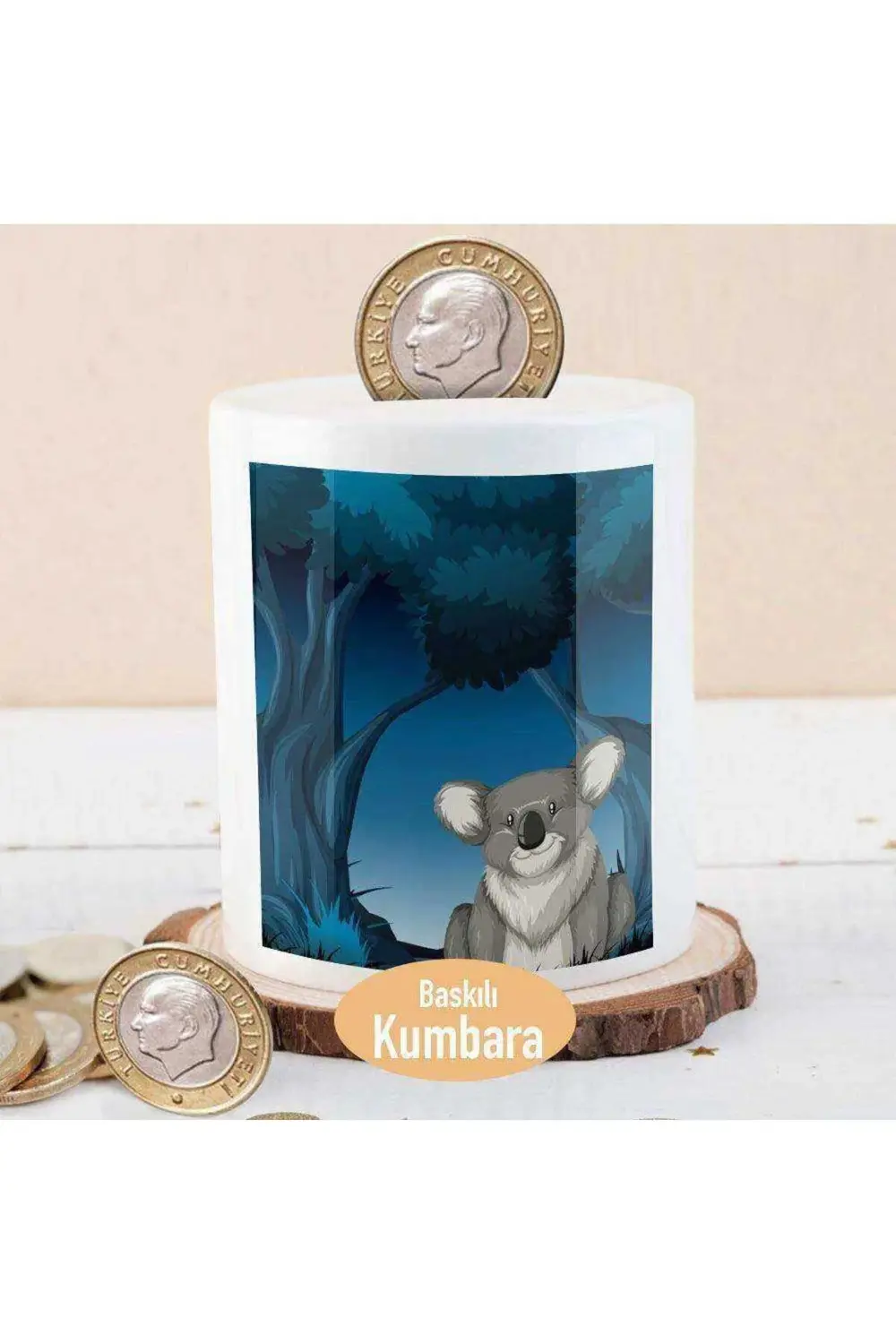 Gece Ormanda Gezen Koala Baskılı Para Birikim Kumbarası-23948
