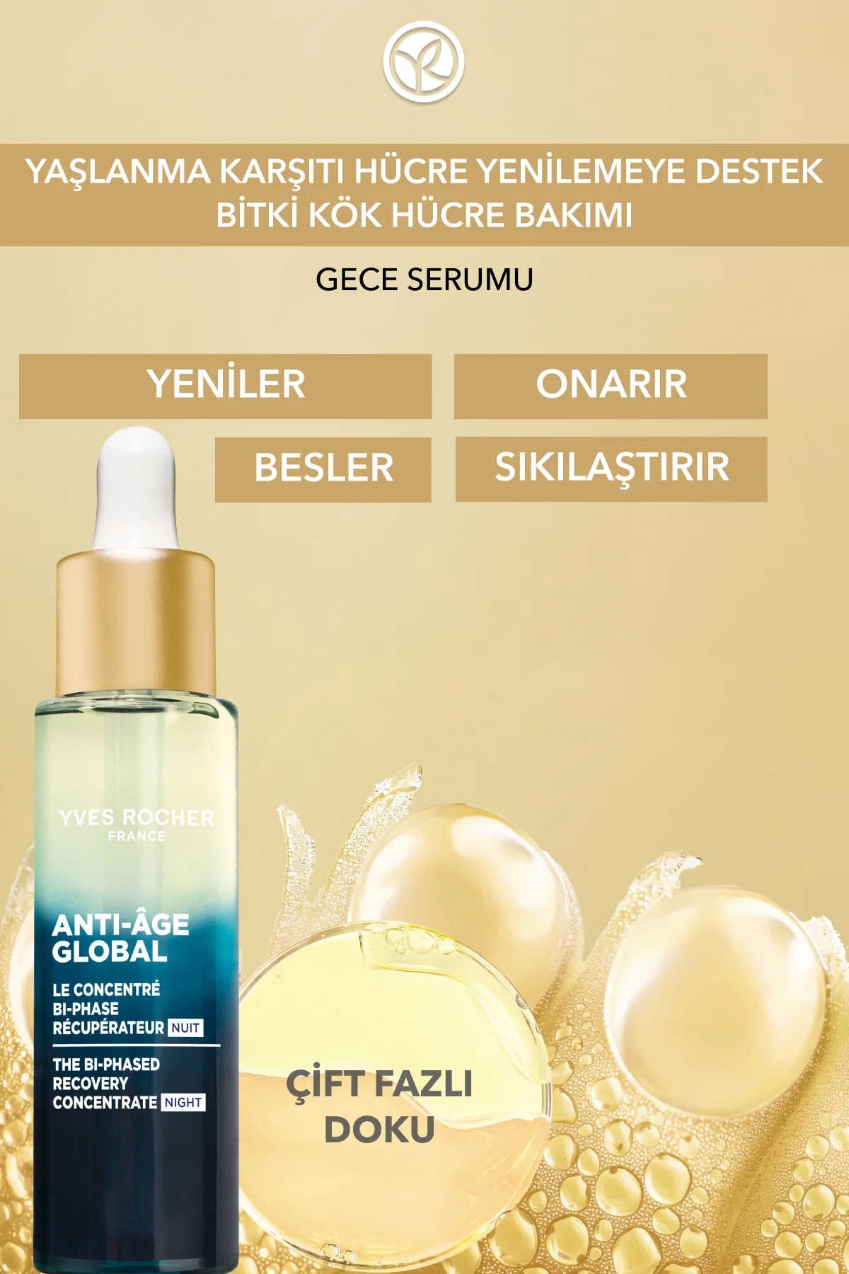 Gece Serumu-Niasinamid&Hyaluronik Asit-Yaşlanma Karşıtı Bitki Kök