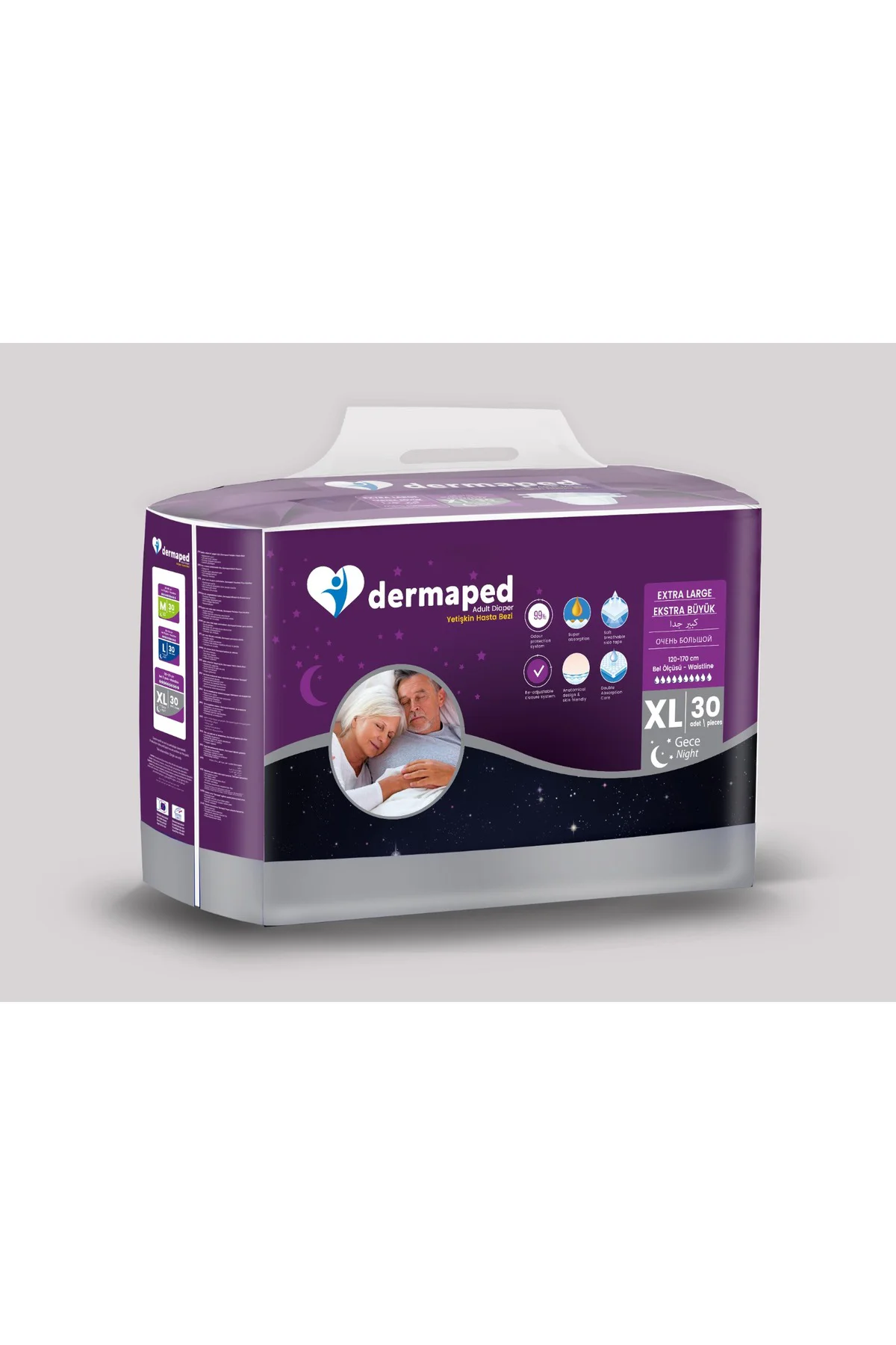 Gece X-LARGE 120-170 cm 30'lu Bel bantlı Yetişkin Hasta Bezi