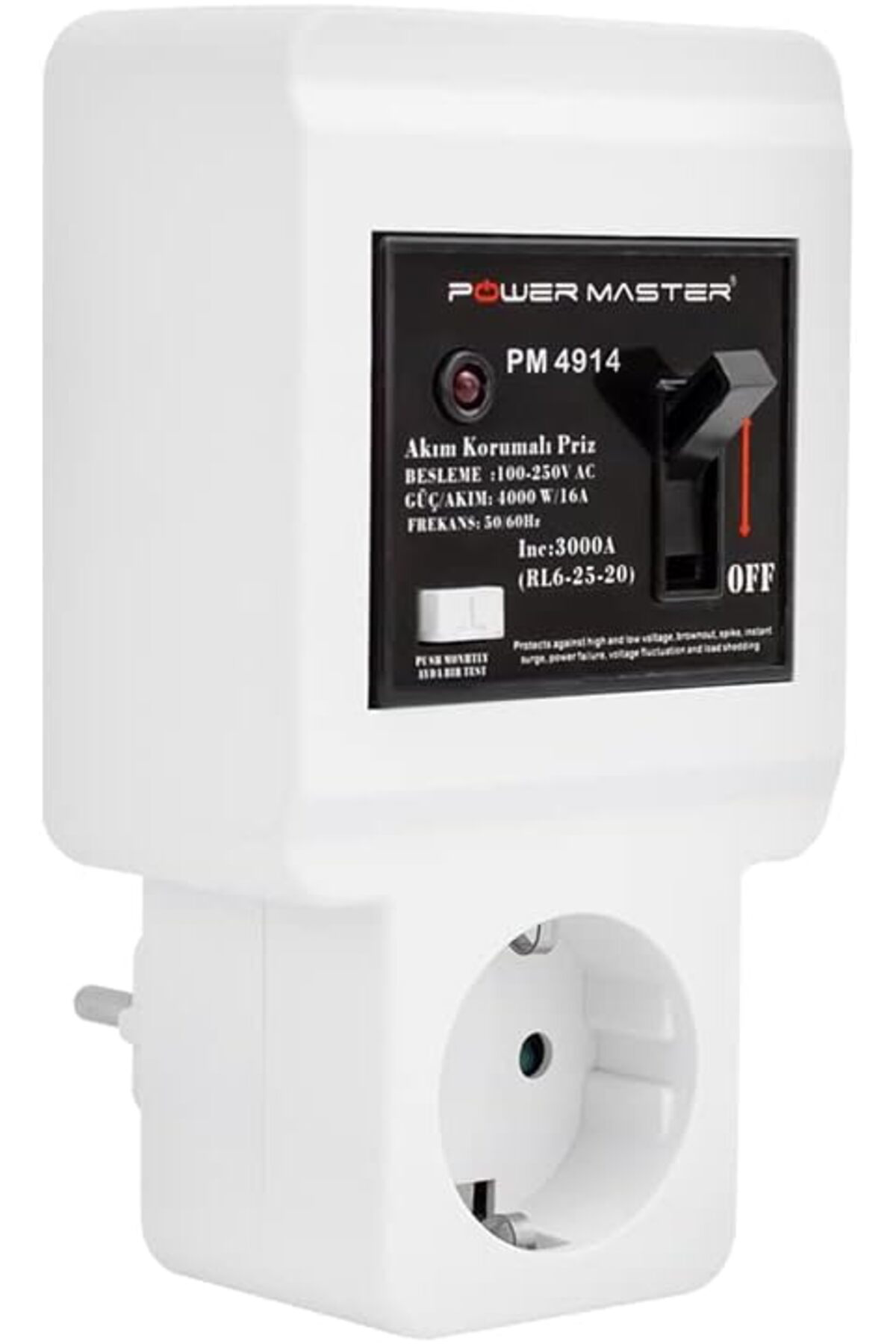 GEÇMEZ VOLT 16 AMPER TEKLİ AKIM KORUMALI SİGORTALI PRİZ AVM 11144