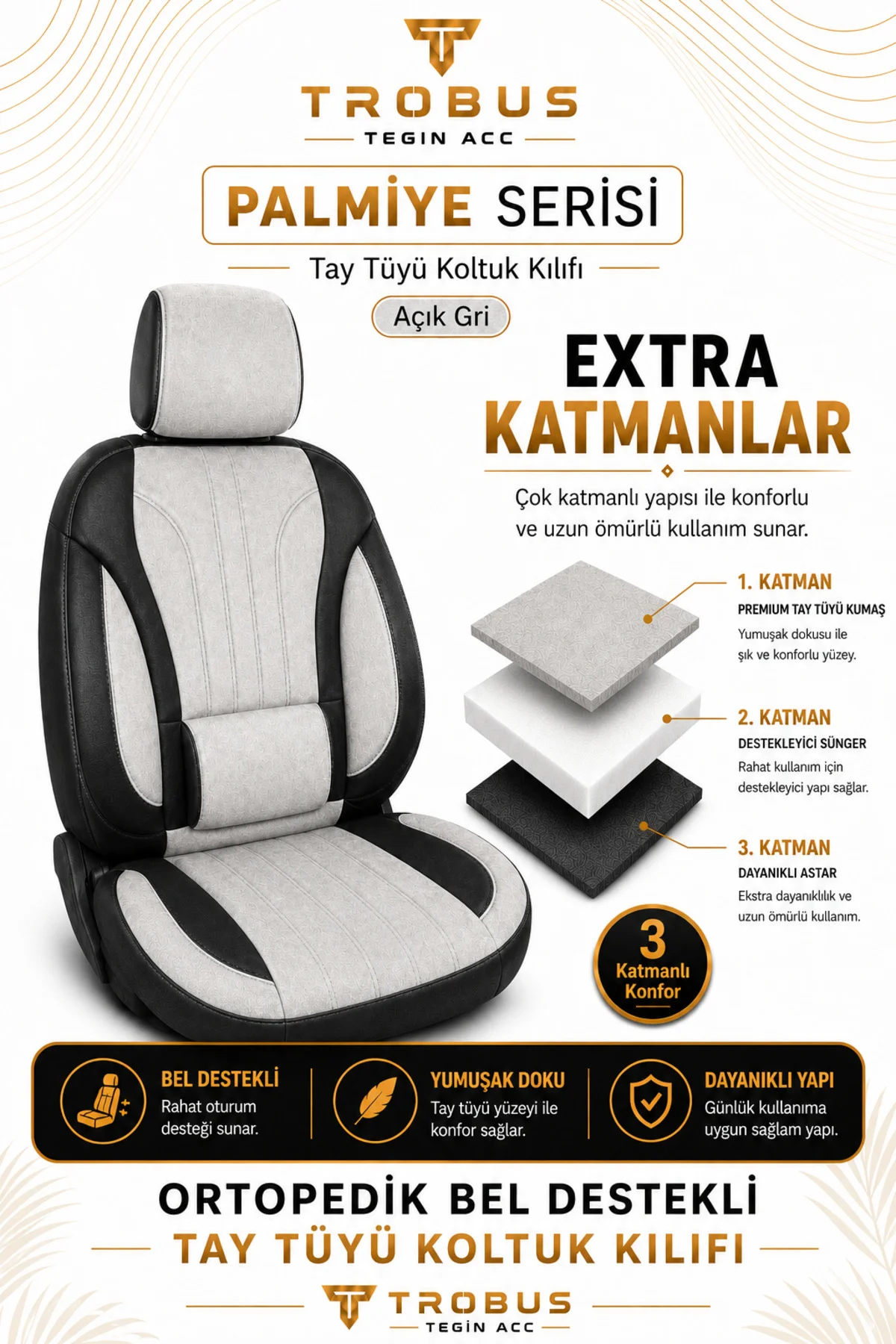 Geely Emgrand 2010 2011 2012 Uyumlu Palmiye Serisi Gri Siyah Bel Destekli Tay Tüyü Koltuk Kılıfı Fiyatı, Yorumları ve Özellikleri